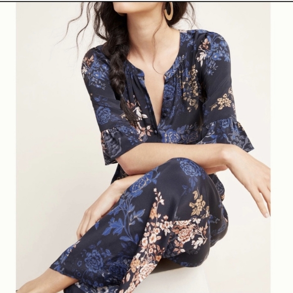 Anthropologie x Kachel floral satin jumpsuit - Picture 6 of 13